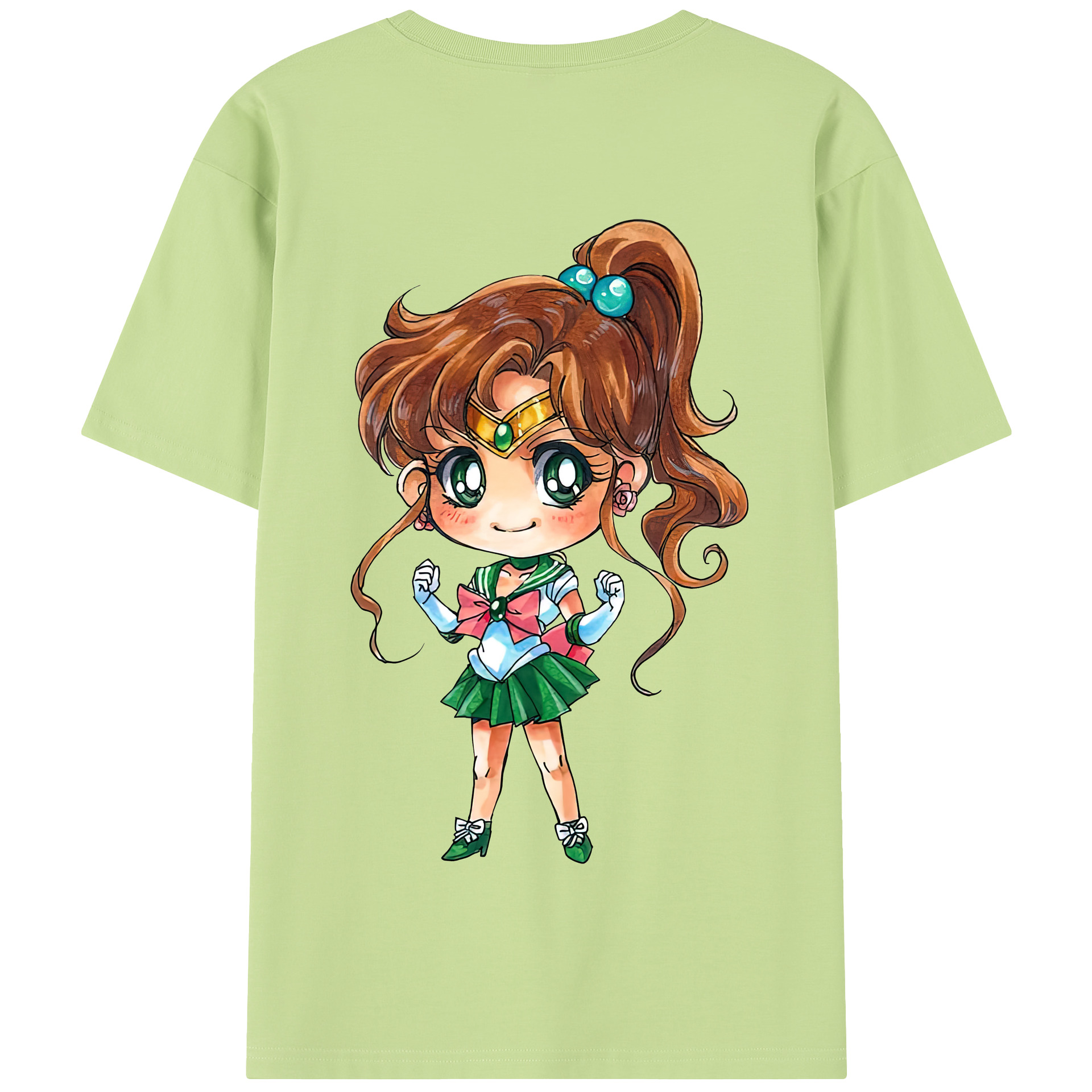 （画像用） 美少女戦士セーラームーン 木野 まこと きの まこと Sailor Moon Kino Makoto （セーラージュピター；Sailor Jupiter） 綿100％半袖Tシャツ（背面プリント）